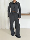 BİÇOMİ Gömlek yaka kaplama düğmeli takım antrasit st265866 - 7