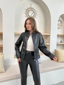 BİÇOMİ Mevsimlik deri ceket siyah st255510 - 1