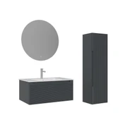 Orka Olbia 40 cm Mat Antrasit Banyo Çamaşır Boy Dolabı thumbnail 2