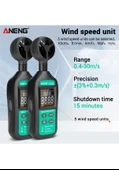 Gn301 Dijital Anemometre Termometre Aneng Sıcaklık Arkadan Aydınlatmalı El Rüzgar Hızı Ölçer Anemometer - 5
