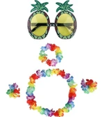 Renkli Ananas Gözlük, Taç, Kolye ve Bileklik Seti - 1