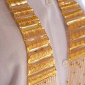 Altın Kaplama Sıralı Çiçek Desenli Akıtma Gerdanlık Kolye KLY-658 thumbnail 3