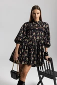 IŞŞIL 1024-Dantel Detay Çiçekli Mini Tunik-Elbise - 3