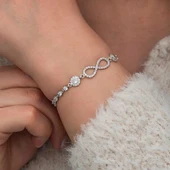 Gümüş Zirkon Taşlı Sonsuzluk Kadın Bileklik thumbnail 2