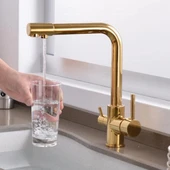 Gold Arıtma Çıkışlı Eviye Bataryası 3 Yollu Arıtmalı 360 Döner Borulu Musluk thumbnail 6