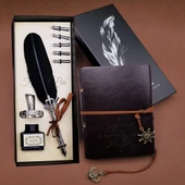 Tüylü Kalem ve Deri Defter Set thumbnail 1