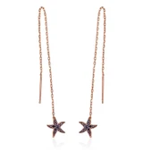 MDB Gümüş Siyah Taşlı Deniz Yıldızı Zincirli Küpe thumbnail 1