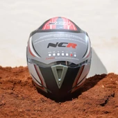 NCR-158 ÇENE AÇILIR GÖZLÜKLÜ E-CE BELGELİ KASK KIRMIZI GRAFİK - 2