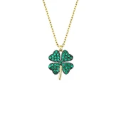 MDB 925 Ayar Gümüş Gold Dört Yapraklı Yonca Kadın Gümüş Kolye thumbnail 1