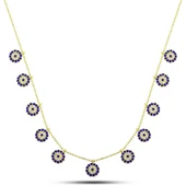 MDB 925 Ayar Gümüş Gold Nazarlı Şans Kadın Kolye thumbnail 1