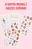 TOP Model Çocuk Geçici Dövme Seti – 4 Sayfa Renkli Su ile Transfer Tattoo Sticker Kit - 7