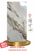 Shiny Royal Marble Mermer Desenli 60x30cm Yapışkanlı Mutfak Banyo Kaplama Duvar Paneli Kağıdı CF-004 - 1