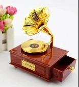 MDB Nostaljik Gramafon Hareketli Müzik Kutusu Çekmeceli N-28AL5 thumbnail 2