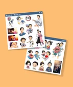 Akaza-Demon Slayer Hakuji-Koyuki -parlak kağıt 2 Li Set Anime Sticker Çıkartma-kimetsu no yaiba thumbnail 1