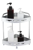 Alüminyum Paslanmaz 2 Katlı Banyo Köşe Rafı Banyo Düzenleyici Organizer thumbnail 3