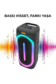 D63 2x8’’ 50 W Güçlü Bass RGB Işıklı Kablosuz Mikrofonlu Fm Bluetooth Hoparlör Speaker - 3