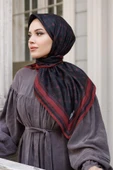 Q Serisi Eşarp Bordo Siyah - 1