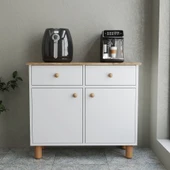 Kahve Köşesi Dolabı - Mat Beyaz Çok Amaçlı Ahşap Dolap - Şık Ve Modern Mutfak/dekorasyon Ürünü - 1