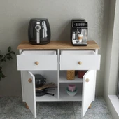 Kahve Köşesi Dolabı - Mat Beyaz Çok Amaçlı Ahşap Dolap - Şık Ve Modern Mutfak/dekorasyon Ürünü - 2