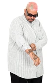 Büyük Beden Erkek Gömlek Uzun Kol Keten Cepli Haki 20384 - 4