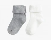 Düz Renk Pamuklu Bebek Çorap Set 2li thumbnail 2