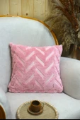 Chevron | Welsoft Jakarlı Dekoratif Kırlent Kılıfı 43x43 cm - ZTCHEVRON  pembe - 1