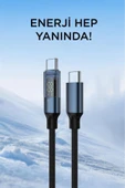 U22 Type-C to Type-C 60W Hızlı Şarj Kablosu – LED Ekranlı, Dayanıklı Örgü Kablo - 3