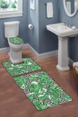 Modern Desenli Dijital Baskı 3’lü Banyo Paspas Takımı Yıkanabilir Kaymaz Tabanlı Klozet Takımı KLZ0051 RENKLİ 60 X 90 thumbnail 2