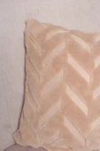 Chevron | Welsoft Jakarlı Dekoratif Kırlent Kılıfı 43x43 cm - ZTCHEVRON  Bej - 3
