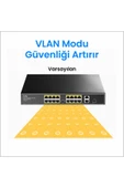 cudy FS1018PS1 16 Port 10/100Mbps 200W PoE+,2 Gigabit Uplink Portlu, SFP VLAN CCTV SFP Switch - 6