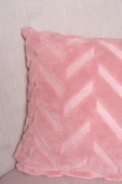 Chevron | Welsoft Jakarlı Dekoratif Kırlent Kılıfı 43x43 cm - ZTCHEVRON  pembe - 3