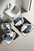 Modern Desenli 3’lü Banyo Paspas Takımı Yıkanabilir Kaymaz Tabanlı Klozet Takımı KLZ0054 RENKLİ 60 X 90 - 1