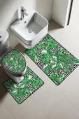 Modern Desenli Dijital Baskı 3’lü Banyo Paspas Takımı Yıkanabilir Kaymaz Tabanlı Klozet Takımı KLZ0051 RENKLİ 60 X 90 thumbnail 1