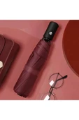 Bordo 8 Telli Şemsiye Unisex Rüzgara Dayanıklı Kırılmayan Erkek Kadın Tam Otomatik Şemsiye 98x58 cm thumbnail 1
