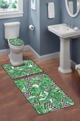 Modern Desenli 3’lü Banyo Paspas Takımı Yıkanabilir Kaymaz Tabanlı Klozet Takımı KLZ0051 RENKLİ 60 X 90 - 2