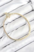 Pirinç Charm Zirkon Taşlı Taç Model Gold Renk Kadın Bileklik - TJ-BB7808 thumbnail 1