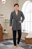 Gd Goldoremi 23711 Erkek Pamuklu Uzun Kollu Kuşaklı Robdöşambr Sabahlık - 3