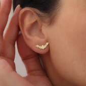 925 Ayar Gümüş Gold Yarasa Küpe thumbnail 2