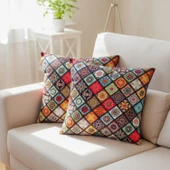 Soyoe Kırlent Kılıfı 2'li Yörel Renkli  Dekoratif Yastık Kılıfı 45x45 - 1