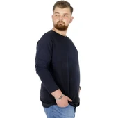 Büyük Beden Erkek Tshirt Likralı Bisiklet Yaka 20102 Lacivert - 2