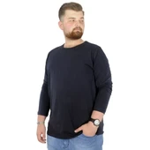 Büyük Beden Erkek Tshirt Likralı Bisiklet Yaka 20102 Lacivert - 1