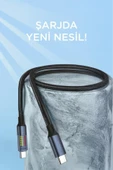 U21 Type-C to Type-C 60W Hızlı Şarj Kablosu – LED Ekranlı, Dayanıklı Örgü Kablo - 2