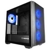 RAMPAGE CRAFT TEMPERLİ CAM+MESH Siyah ARGB FAN+TYPE-C ATX MİD-T GAMING KASA - 1