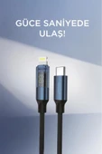 U22 Type-C to Lightning 27W Hızlı Şarj Kablosu LED Ekranlı Dayanıklı Örgü Kablo - 3
