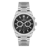 Daniel Klein DK.1.10716.2 Gümüş Siyah Çift Zaman Dilimli Fonksiyonlu Çelik Kordonlu Takvimli Erkek Kol Saati - 1