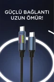 U21 Type-C to Type-C 60W Hızlı Şarj Kablosu – LED Ekranlı, Dayanıklı Örgü Kablo - 4