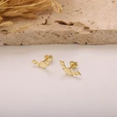 925 Ayar Gümüş Gold Yarasa Küpe thumbnail 3