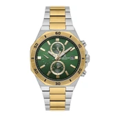 Daniel Klein DKE.1.14004.7 Yeşil Gold Gümüş Sekizgen Tasarım Kelebek Kilit Takvimli Çelik Erkek Kol Saati thumbnail 1