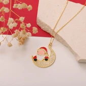 925 Ayar Gümüş Mineli Noel Baba ve Ay Kolye thumbnail 2