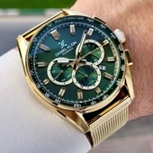 Daniel Klein DK.1.10880.5 Yeşil Gold Fonksiyonlu Takvimli Hasır Kordonlu Erkek Kol Saati thumbnail 3